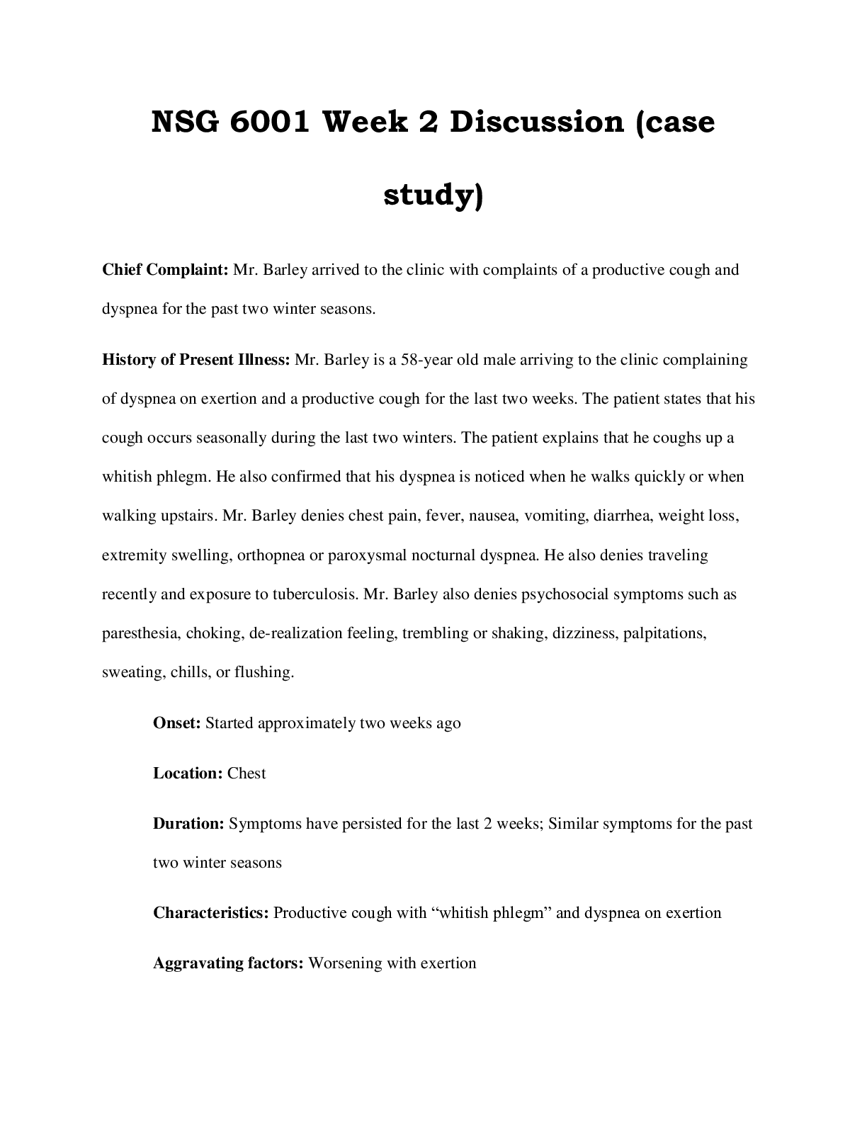 Preview image for NSG 6001 Week 2 Discussion (case study)